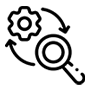 Gear with magnifying glass